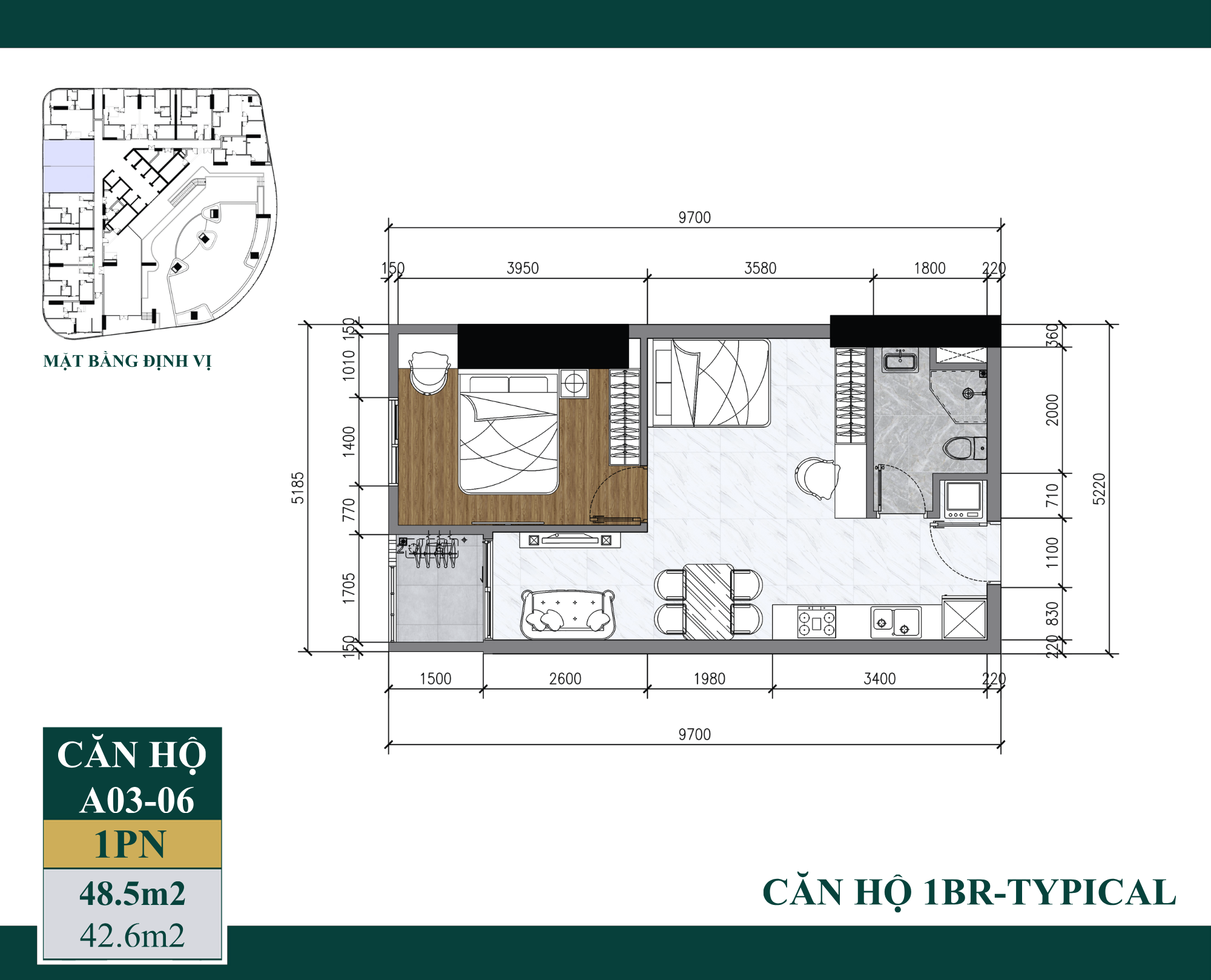 Căn 1pn+ Typical - 48.5m2 Artstella